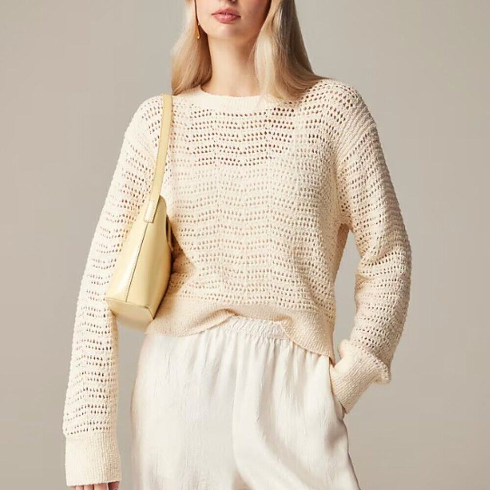 J. Crew Pointelle Crewneck Sweater